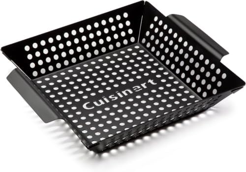 Cuisinart 11" x 11" Non-Stick Grill Wok, Perforated BBQ Grill Basket for Grilling Veggies, Meat & Stir-Fry, Outdoor Grilling Basket for Charcoal and Gas Grills (Pack of 6) by Cuisinart
