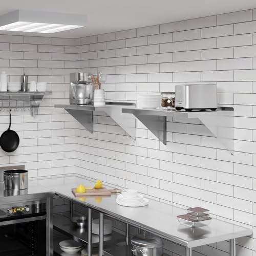 AmGood 18" x 30" Stainless Steel Wall Shelf | Appliance & Equipment Metal Shelving | Kitchen, Restaurant, Garage, Laundry, Utility Room | Heavy Duty | Turned-Down Edge | NSF Certified - Image 7