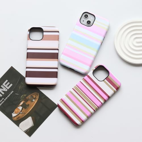 for iPhone 15 Plus Case, Magnetic Matte Frosted Dual-Layer Striped Phone Case for Women, Retro Aesthetic Cover Compatible with Mag Safe Accessories - Berry Sage - Image 6