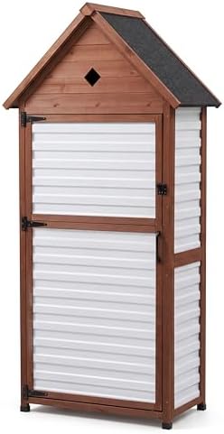 70" Tall Weatherproof Outdoor Storage Cabinet, Vertical Garden Shed by embraceoutdoorliving