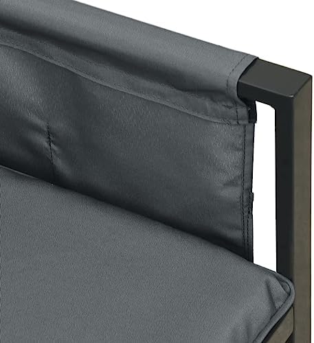 Anthracite Steel Outdoor Furniture Garden Dining Set with Fabric Cushions, Compact Patio Conversation Table and Sofa Lounge for Two People - Image 7