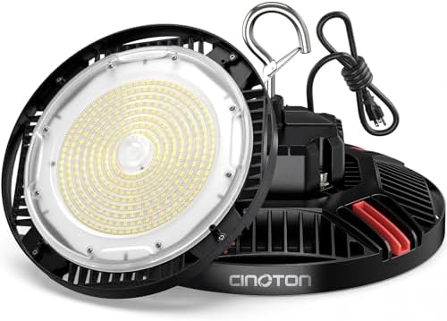 CINOTON 210W UFO LED High Bay Light, Aluminum LED Shop Lights with 31500LM, 5000K Commercial Bay Lighting for Warehouse Garage Workshop Factory, 6' Cable & Safety Rope, ETL Listed 2 Pack by CINOTON
