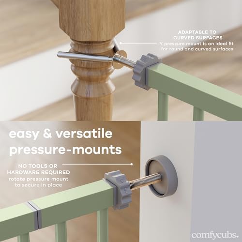 Comfy Cubs Baby Safety Gate Adjustable 42"x1.9"x30" Sage Pet Gate - Image 3