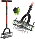 Grenebo Lawn Aerator Manual Aerator Lawn Tool with 16 Spikes, Black Red by Grenebo