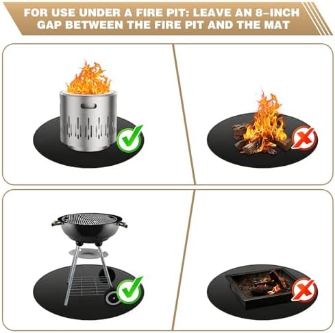 51" Fire Pit Mat for Solo Stove Bonfire - Round Fireproof Waterproof Under Grill Mat, Reusable Solo Stove Accessories for Deck Patio - Image 6