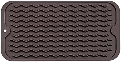MicoYang Silicone Dish Drying Mat for Multiple Usage,Easy clean,Eco-friendly,Heat-resistant Silicone Mat for Kitchen Counter or Sink,Refrigerator or Drawer Liner Coffee S 12 inches x 6 inches by MicoYang