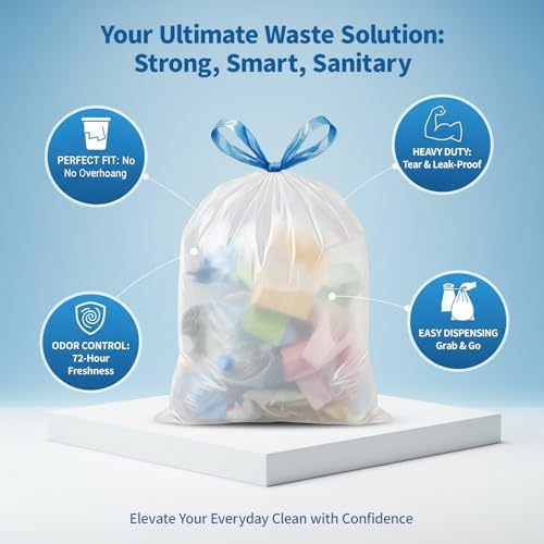 Kitchen 10 Gallon Trash Bag Drawstring,1.2 Mil,Unscented,120 Count - Image 4