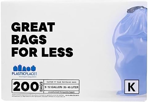 Plasticplace Custom Fit Trash Bags, Compatible with simplehuman Code K (100 Count) Tinted Blue Drawstring Garbage Liners 10 Gallon / 38 Liters, 24" x 28" - Image 4
