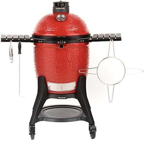 Kamado Joe® Classic Joe™ Series III 18-inch Charcoal Grill & Smoker, Red, with Cart, Side Shelves, Grill Gripper, and Ash Tool, 3 Tier Cooking System, Stainless Steel Cooking Grates, Model KJ15040921 by Unknown