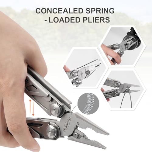 PERWIN Multitool, 17-in-1 Stainless Steel Multi Tool Pliers with Self-Locking, Pocket Knife, Nylon Sheath, Professional (EDC) Multi-Tool for Survival, Camping and Hunting, Hiking, Gifts for Men - Image 4