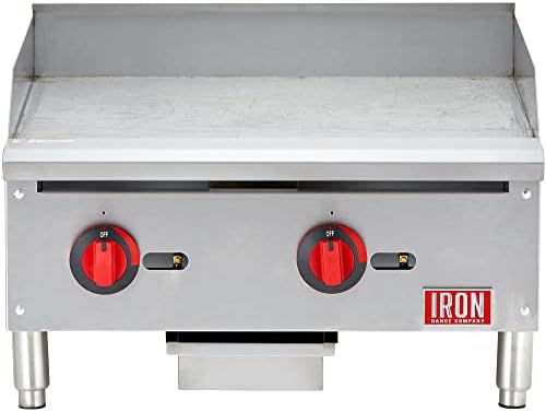 Iron Range IRMG-24 24" Commercial Gas Griddle, 60,000 BTU, Two Burners, Stainless Steel, Manual Controls, ETL Listed, Removable Grease Pan, Adjustable Legs, LPG Conversion Kit Included. - Image 2