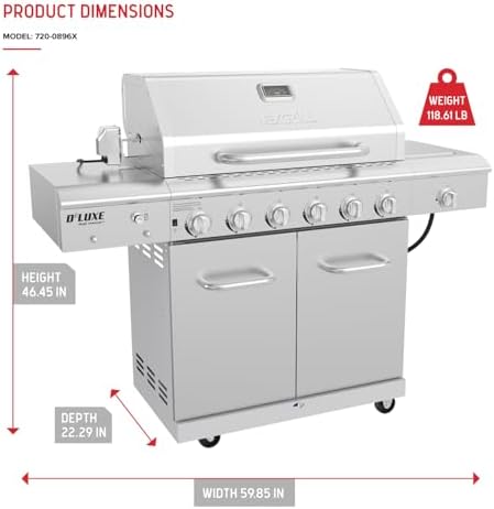 Nexgrill Propane 6-Burner Gas Grill, Stainless Steel Body with Side Burner - Image 7