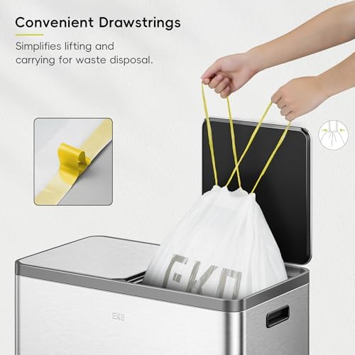 EKO 10.6 Gallon / 35–40 Liter Drawstring Trash Bags, 60 Count Heavy-Duty Tall Kitchen Garbage Can Liners, Extra-Strong Leak-Resistant, Unscented, White, Code M - Image 6