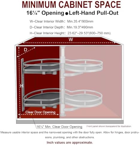 Blind Corner Cabinet Pull Out Organizer,Height-Adjustable 2-Tier Shelves - Image 3