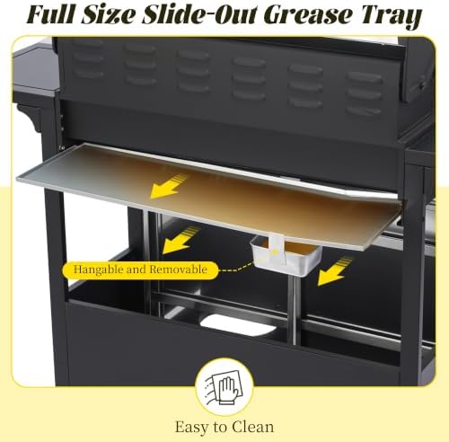 6-Burner Gas Grill Griddle Combo with Side Burner - Image 6