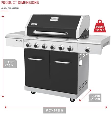 Nexgrill Deluxe 6-Burner Natural Gas Grill, Side Burner and Griddle Insert - Image 5