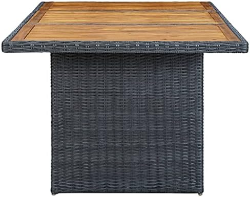 Outdoor Tables Dark Grey Patio Table, Solid Acacia Wood Dining Table for Garden, Deck, Balcony, Exterior Furniture for Outside, 78.7 in. - Image 4
