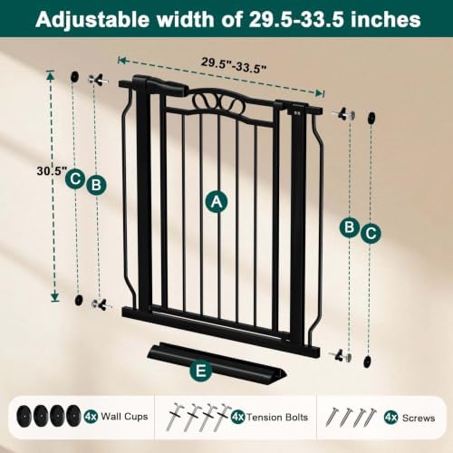 Fairy Baby 29.5"-33.5" Wide Baby Gate for Doorway Dog Gate Pressure Mounted - Image 2