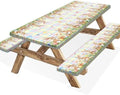 Easter Picnic Table Cover with Bench Covers, Camping Essentials, Easter Buffalo Plaid Bunny Eggs Flowers Outdoor Table Covers, Waterproof, Fitted Tablecloth Cover with Elastic Edge, 3 PCS, 30x96 Inch by Xguatan