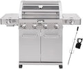 Monument Grills Larger 4-Burner Propane Gas Grills Stainless Steel Cabinet Style with Infrared Side Sear & Side Burners Knob Controls Built-In Thermometer with Stainless Steel Rotisserie Kit(2 Items) by MonumentGrills