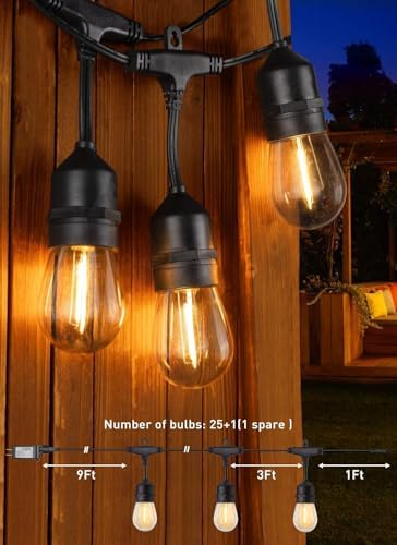 Brightown Outdoor String Lights, 112FT 35 Bulbs Shatterproof Patio Lights with Remote, IP65 Waterproof Dimmable Hanging Connectable LED Outdoor Lights for Backyard, Bistro, Porch, Deck, Balcony - Image 6