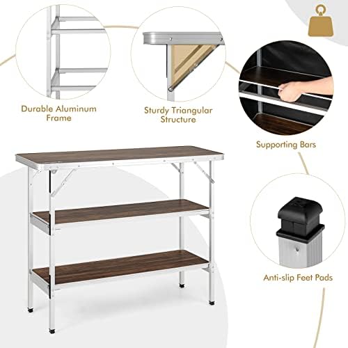 COSTWAY Folding Picnic Table, Portable Camping Table with Carry Bag - Image 7