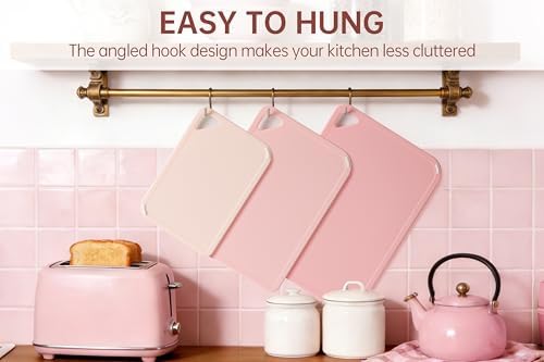 THETCHRY Plastic Cutting Board Set of 3, Pink Cutting Board for Kitchen - Image 7