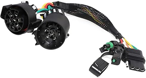 MECMO Quick Connect Adapter for Tailgate Light Bar LED Redline Amber Turn Signal Reverse Full Function, USCAR 7 Pin to 4 Pin Trailer Connector Wiring Harness w/Reverse & 12V Wire for Truck USCAR 7-Way by MECMO
