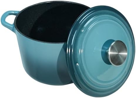Flavehc Dutch Oven Pot with Lid 2.8 Qt Cast Iron Dutch Oven for Bread Baking, Slateblue Enameled Cast Iron Soup Pot, Small Deep Dutch Oven for Soup, Stews & Small Family Meals - Image 5