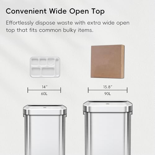 EKO Urban 16 Gallon/60 Liter Open Top Stainless Steel Slim Commercial Trash Can, Tall Kitchen Trash Bin, Heavy-Duty Commercial Grade Large Garbage Bin for Home, Office, Hotel, Cafe, Restaurant, Dorm - Image 5