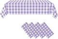 C CRYSTAL LEMON Purple Gingham Disposable Plastic Tablecloths, 4 Pack by CrystalLemon