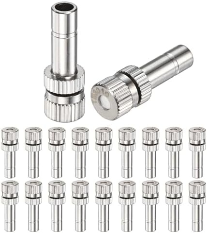 M METERXITY 20-Pack Brass Misting Nozzles, 0.012"/0.3mm Orifice Mister Replacement Heads for Outdoor Cooling System/Landscaping/Humidification/Greenhouse, 6mm Low-Pressure Fog Sprayer Nozzle by MMETERXITY