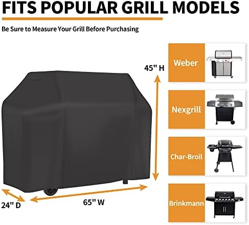 NEXCOVER Gas Grill Cover- 65" Waterproof BBQ Cover, UV Resistant Barbecue Cover, Easy On & Off, Fade Resistant & Dustproof Barbeque Smoker Cover for Brinkmann Char-Broil Weber Nexgrill and More. - Image 2