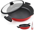 14 Inch Large Deep Frying Pan Skillet with Lid, Saute Pan Nonstick by Bobikuke