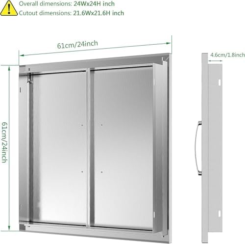 BBQ Access Double Doors 24Wx24H Flush Mount Stainless Steel Outdoor Kitchen Door for Outside Cabinets and BBQ Island - Image 2
