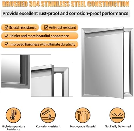 Outdoor Kitchen Doors 18W x 21H Inch Horizontal Handle Left Open Single BBQ Access Door, 304 Stainless Steel for Outdoor Kitchen Cabinet Grill Station or BBQ Island - Image 7