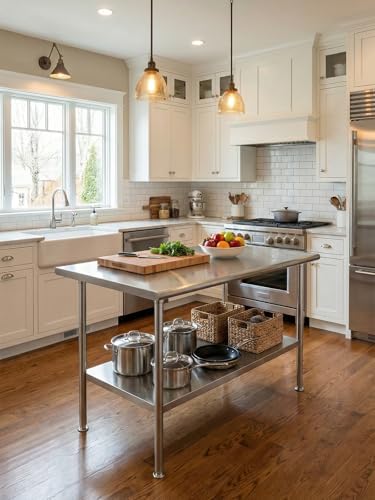 Atelicf NSF Stainless Steel Prep Table 24X72 inch, Rounded Flat Top - Image 2