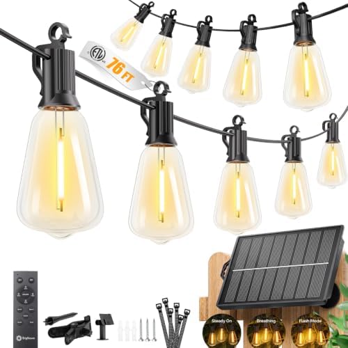 Brightown 76FT Solar String Lights Outdoor Waterproof, Last 30+ Hrs Runtime by Brightown