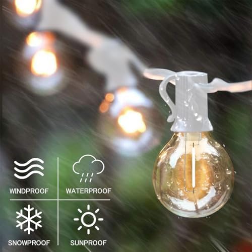 SUNTHIN White Outdoor String Lights, 48FT White Patio Lights with 25 G40 Shatterproof LED Bulbs(1 Spare), Waterproof Hanging Outside Lights for Porch, Deck, Garden, Pergola, Bistro - Image 3