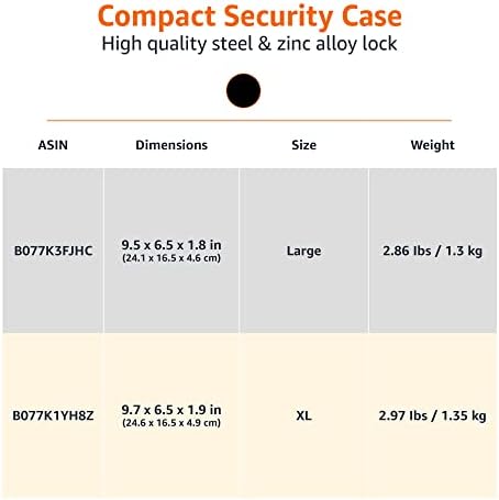 Amazon Basics Portable Security Case Lock Box Safe with Combination Lock for Documents,Valuables,Personal Items,Dorm Room,Home,Large,Black,(Pack of 4) - Image 5