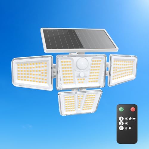 Solar Flood Lights Outdoor,White Motion Sensor Lights 3600LM by TuyLuxeHome