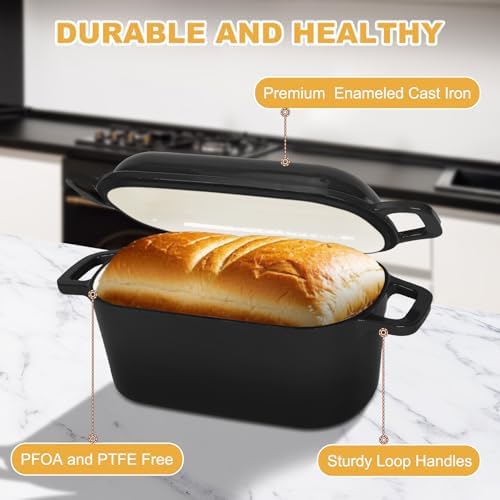 Oval Enameled Dutch Oven for Bread Baking - 3.6QT Cast Iron Sourdough Bread Pan with Lid - Image 6
