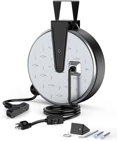 DEWENWILS Retractable Extension Cord Reel, Metal Reel with 30FT Power Cord by DEWENWILS