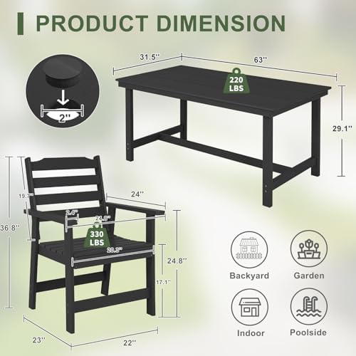 FUNBERRY Outdoor Dining Set, HDPE 5 Piece Dining Table Set with Chairs - Image 7