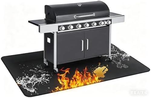 60 x 40 inch Firepit Mat for Outdoor Grill, Fireproof Mats for Under Reusable Oil-Proof Waterproof Grill Mats Repalce BBQ Pad for Deck Patio Grass Fire Pit Accessories for Outside by Ronsan