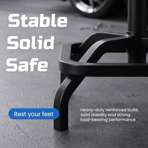 Shop Stool, Garage Stool with Backrest, Mechanic Chair for Workshop, Blue - Image 6