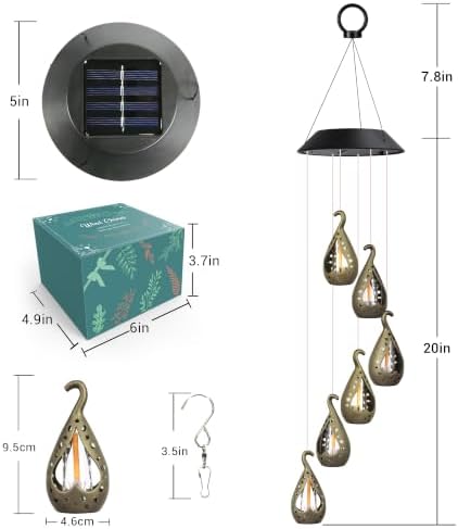 Solar Wind Chime for Ouside, Hanging Outdoor Lights with Flickering Flame - Image 7