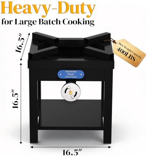 ARC Propane Burner for Outdoor Cooking 200K BTU High-Pressure,16.5"Wx16.5"H for Large Batch Cooking,10-inch Cast-Iron Burner - Image 2