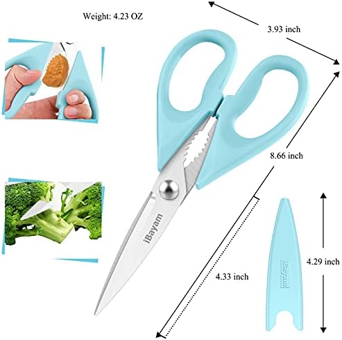 iBayam 8.7" Heavy Duty Kitchen Scissors All Purpose 2-Pack –Pistachio/Blue - Image 3