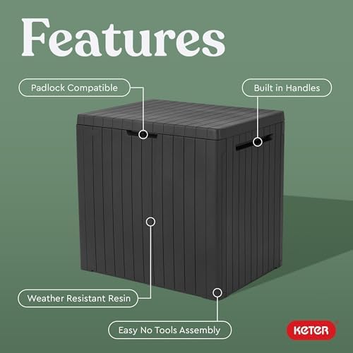 Keter City 30 Gal Outdoor Storage Box and Patio Side Table - Image 3